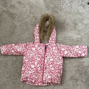 Mini Boden Pink and White Puffer Jacket